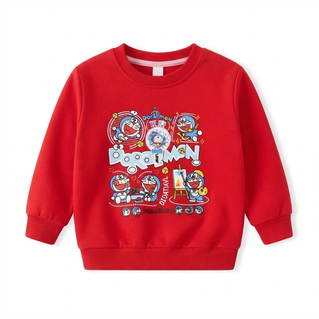 Red Doraemon graphic sweatshirt for kids