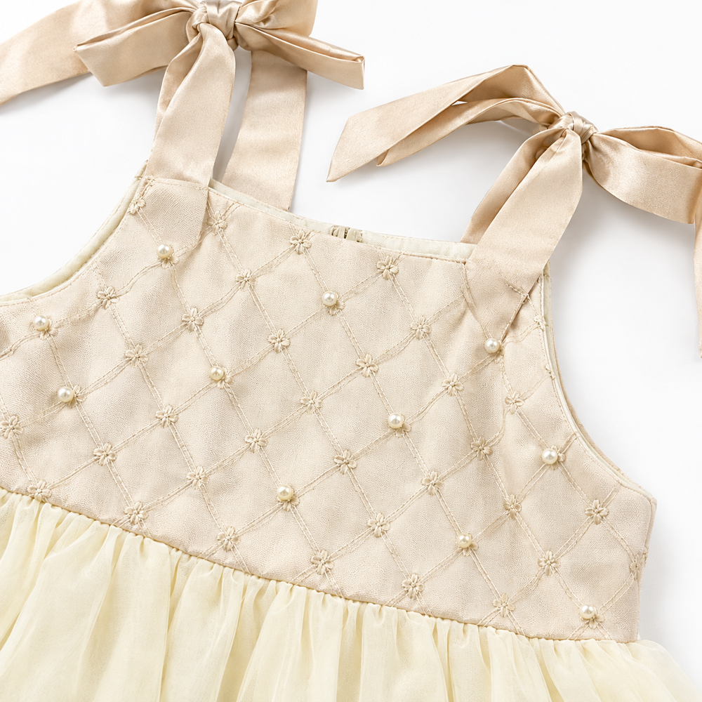 Girls Cream Ruffle Dress