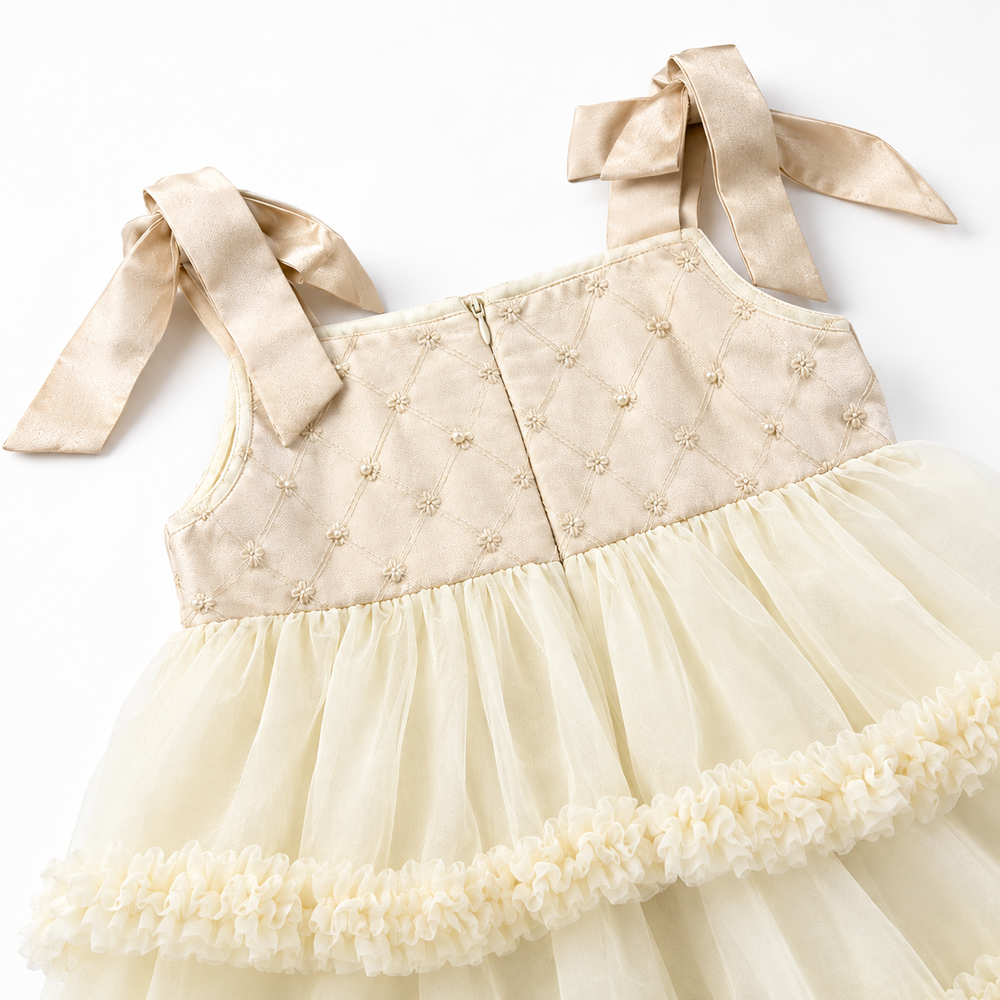 Girls Cream Ruffle Dress