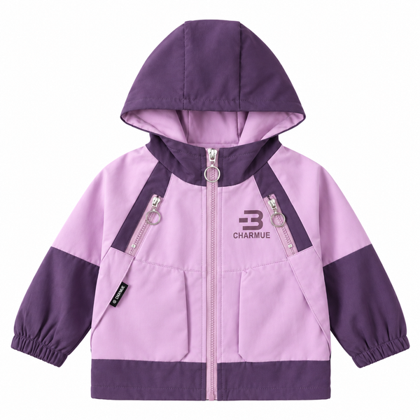 Girls Purple Hooded Zip-Up Jacket
