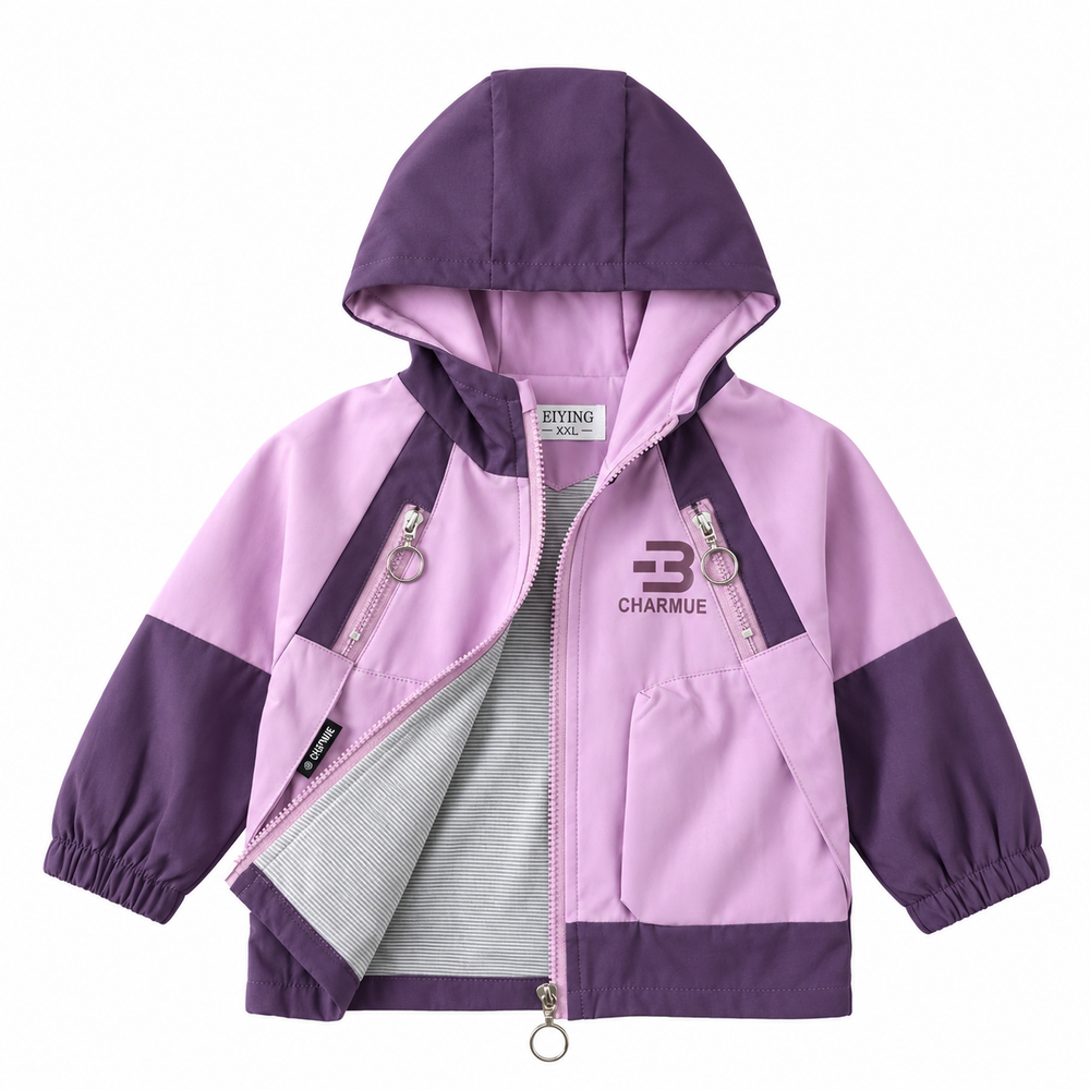 Girls Purple Hooded Zip-Up Jacket