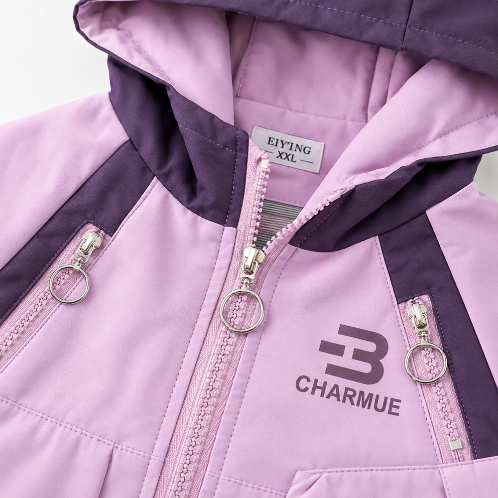 Girls Purple Hooded Zip-Up Jacket