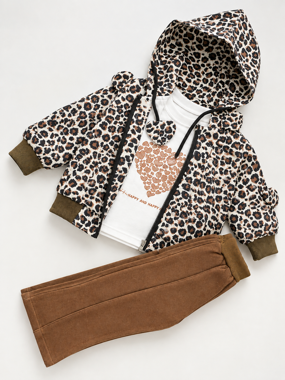 Girls Leopard Print 3-Piece Outfit Set