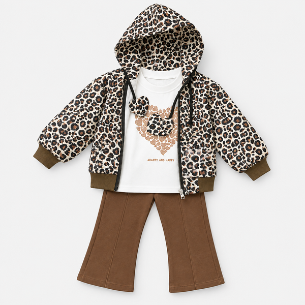 Girls Leopard Print 3-Piece Outfit Set