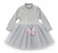 Girls’ Grey Butterfly Tulle Party Dress