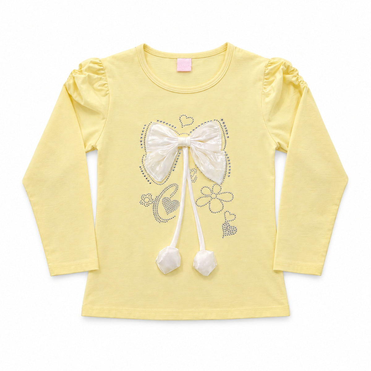 Girls Yellow Bow Long Sleeve T-Shirt