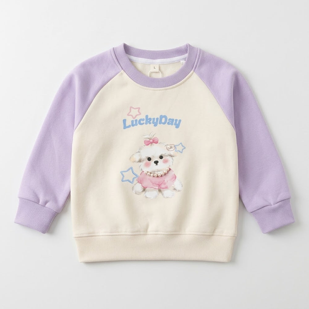 Girls Lavender & Cream Bear Sweatshirt