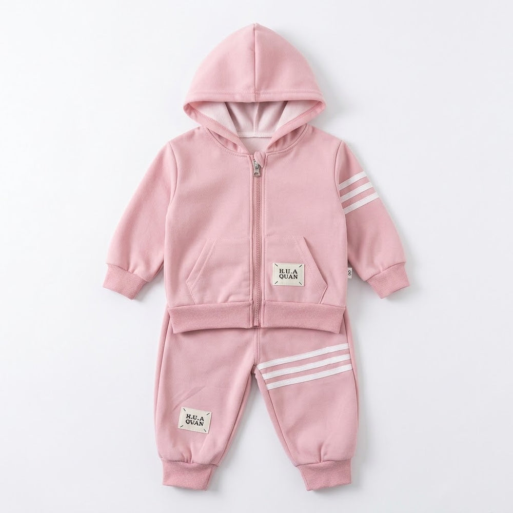Girls Pink Hooded 2-Piece Tracksuit Set