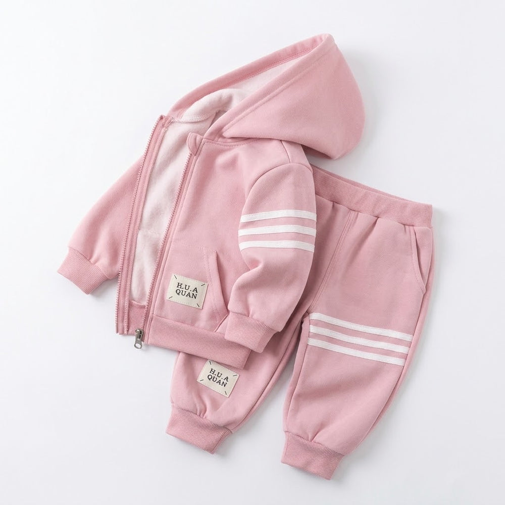 Girls Pink Hooded 2-Piece Tracksuit Set